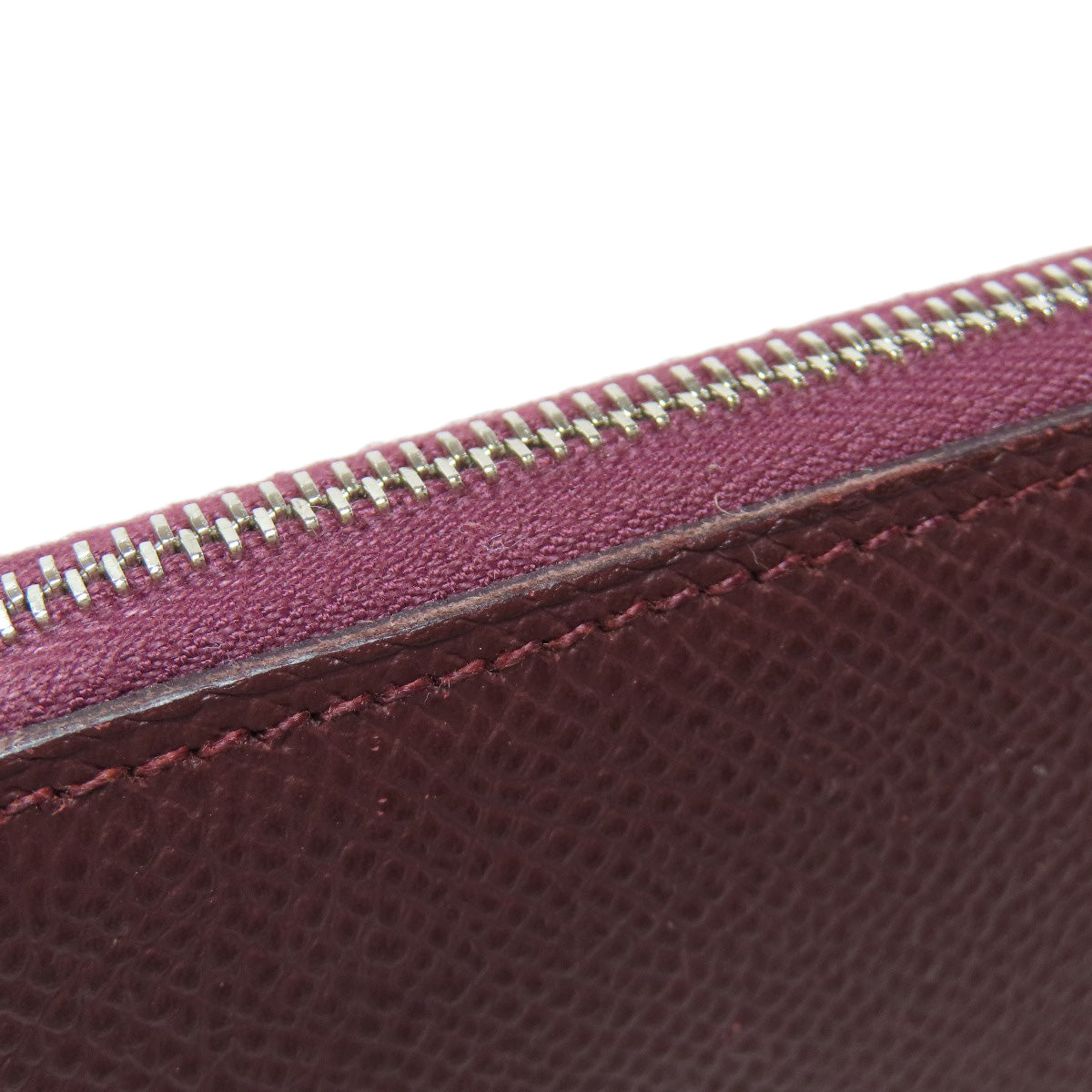 HERMES Long Wallet Purse Epsom wine-red Azap Silkin Silver Metal