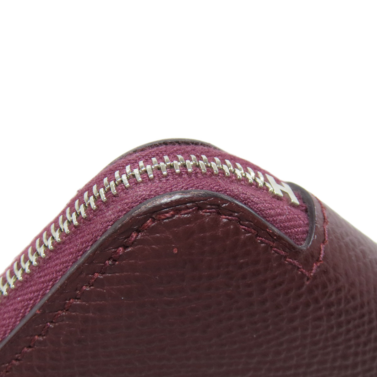 HERMES Long Wallet Purse Epsom wine-red Azap Silkin Silver Metal