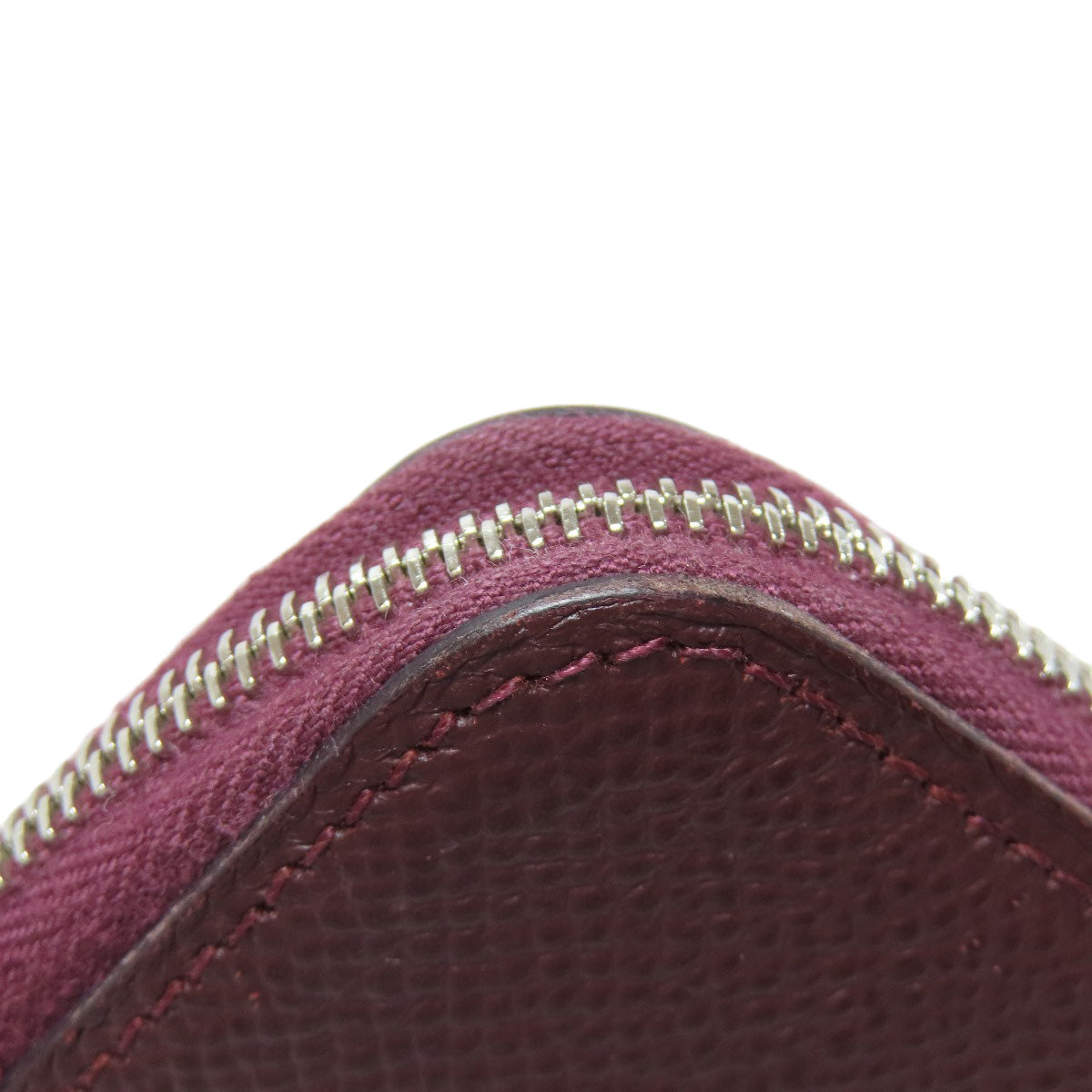 HERMES Long Wallet Purse Epsom wine-red Azap Silkin Silver Metal