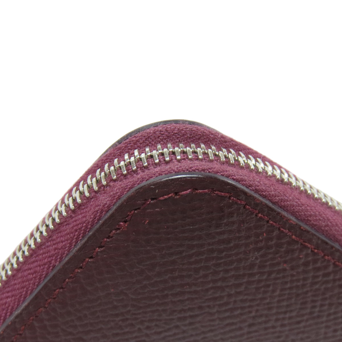 HERMES Long Wallet Purse Epsom wine-red Azap Silkin Silver Metal