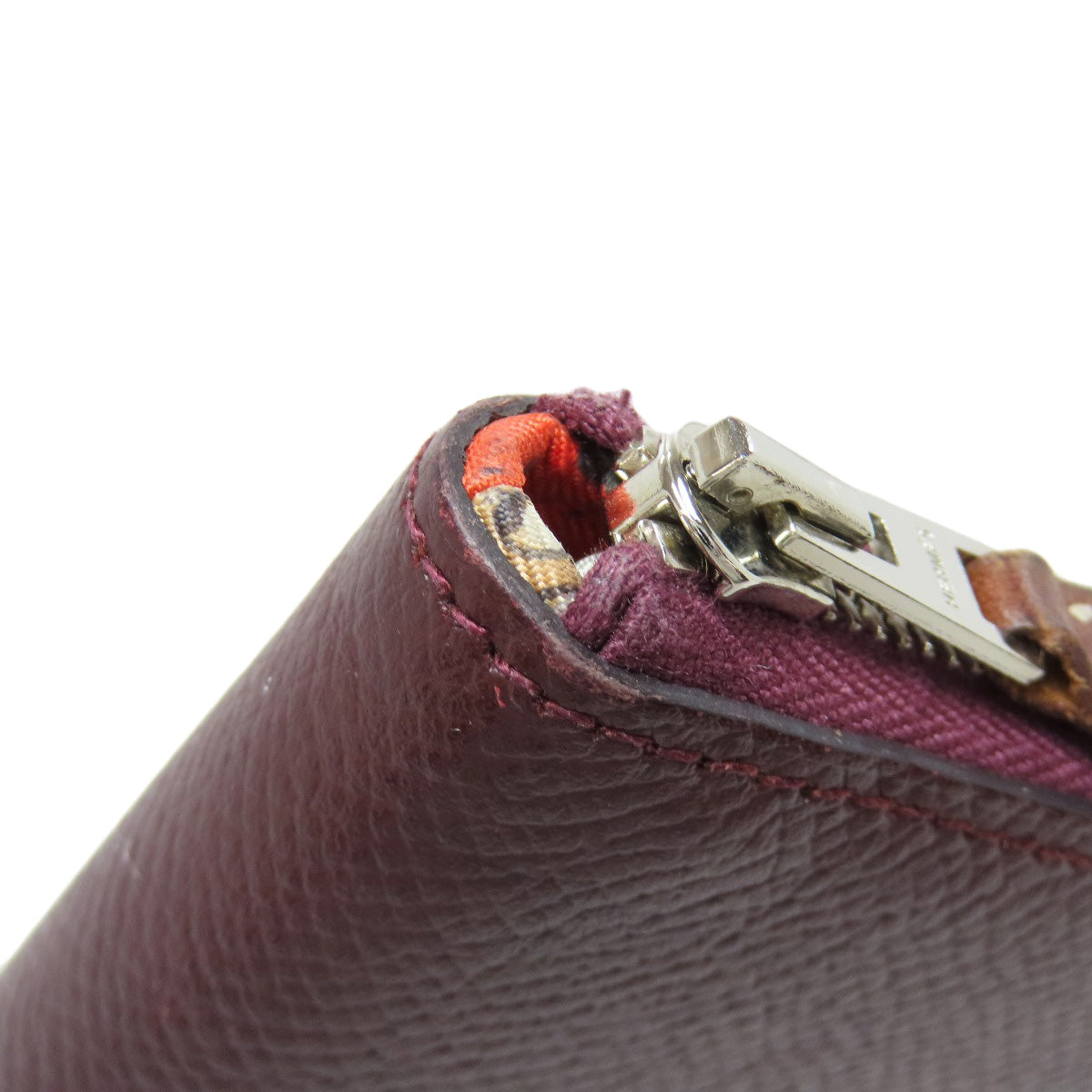 HERMES Long Wallet Purse Epsom wine-red Azap Silkin Silver Metal
