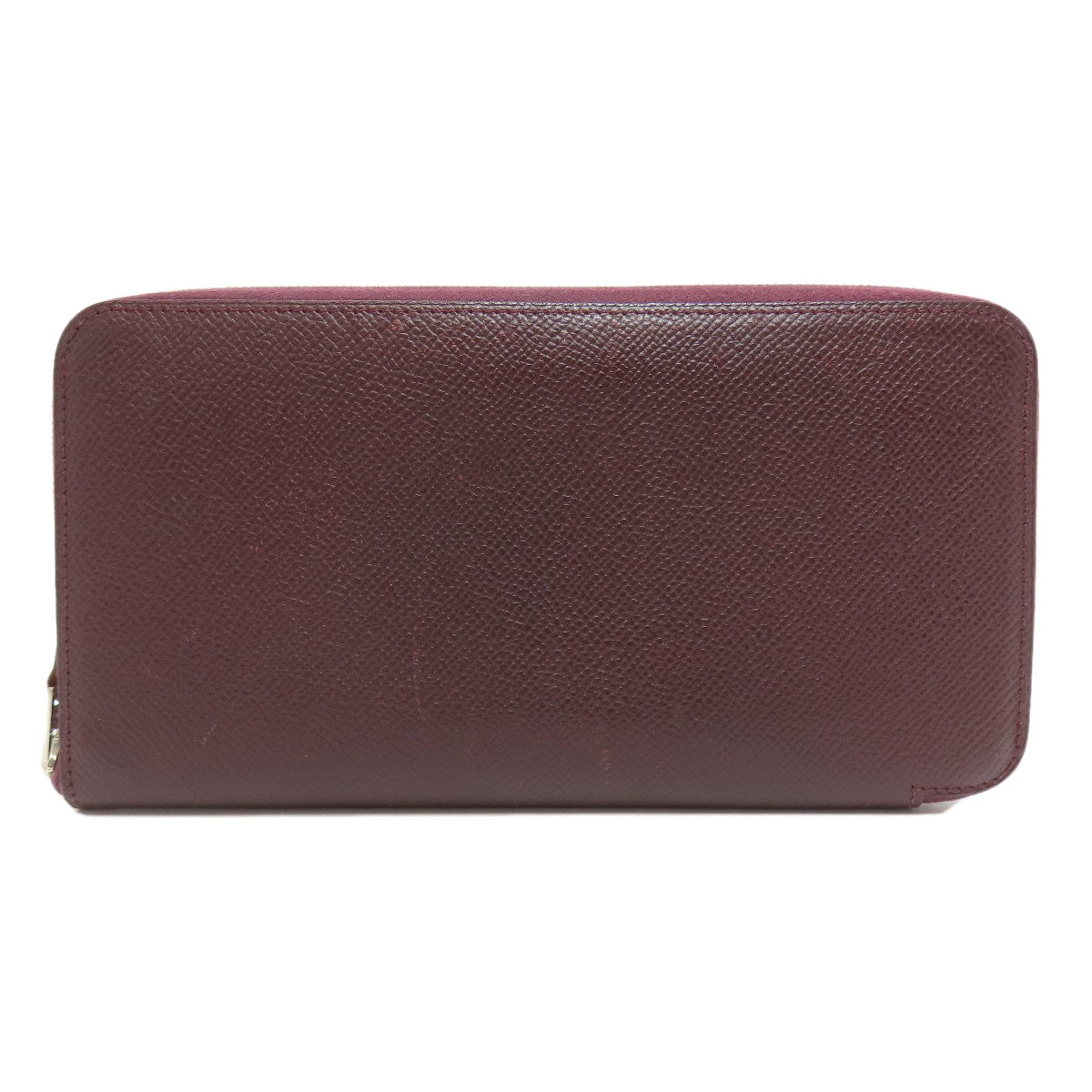 HERMES Long Wallet Purse Epsom wine-red Azap Silkin Silver Metal