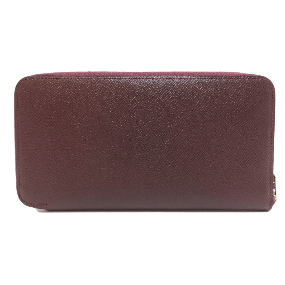 HERMES Long Wallet Purse Epsom wine-red Azap Silkin Silver Metal