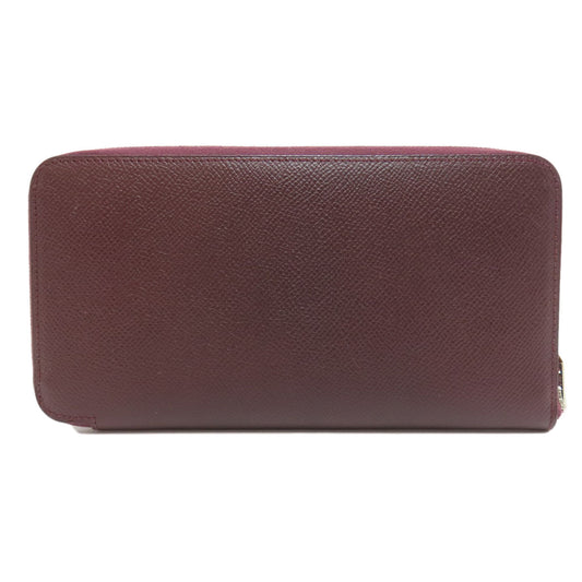 HERMES Long Wallet Purse Epsom wine-red Azap Silkin Silver Metal