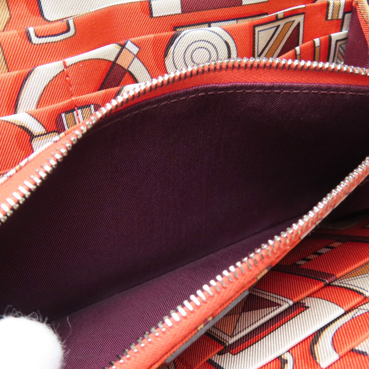HERMES Long Wallet Purse Epsom wine-red Azap Silkin Silver Metal