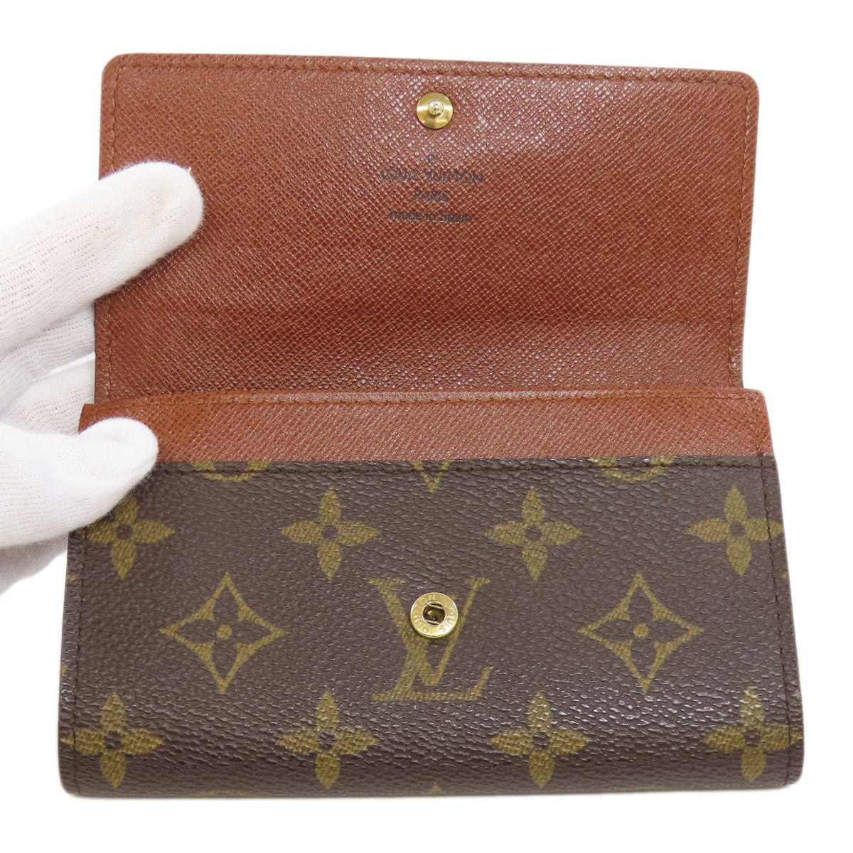 LOUIS VUITTON Bifold Wallet M61735 Monogram canvas Brown Portonet Zip Women Used