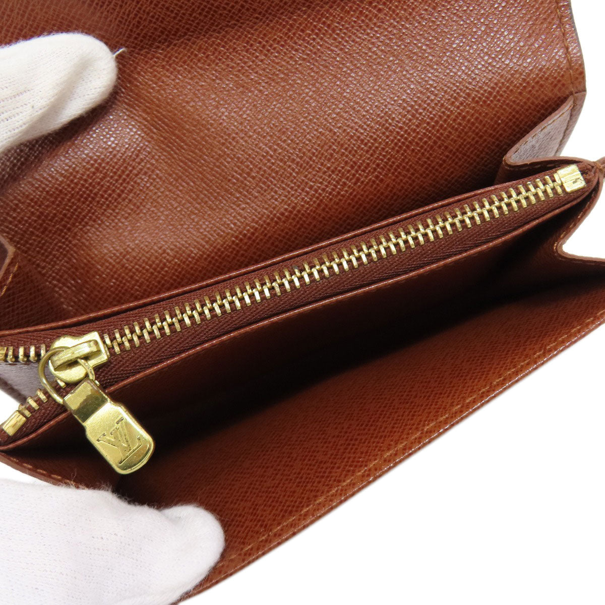 LOUIS VUITTON Bifold Wallet M61735 Monogram canvas Brown Portonet Zip Women Used