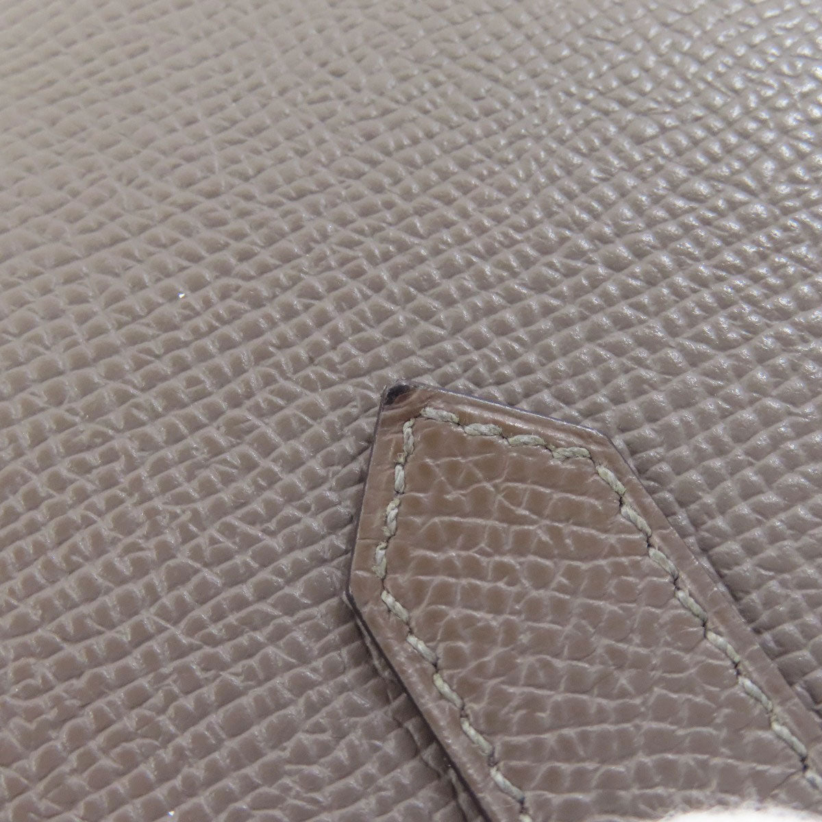 HERMES Long Wallet Purse Epsom gray Bearn Soufflet Ethan Gold Metal