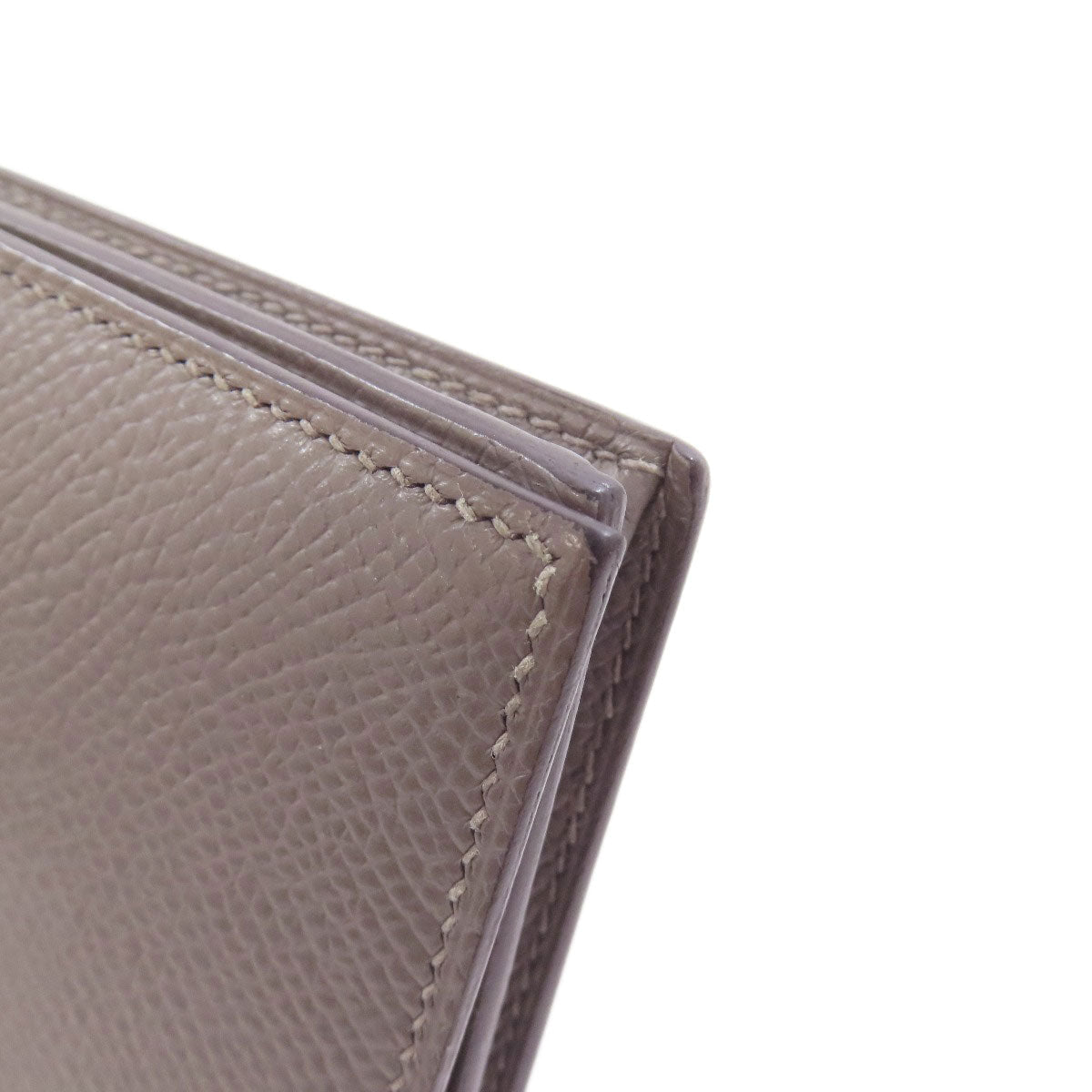 HERMES Long Wallet Purse Epsom gray Bearn Soufflet Ethan Gold Metal