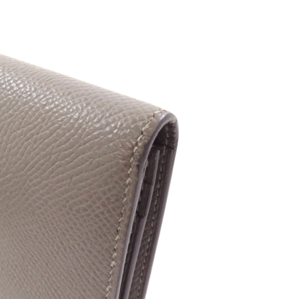 HERMES Long Wallet Purse Epsom gray Bearn Soufflet Ethan Gold Metal