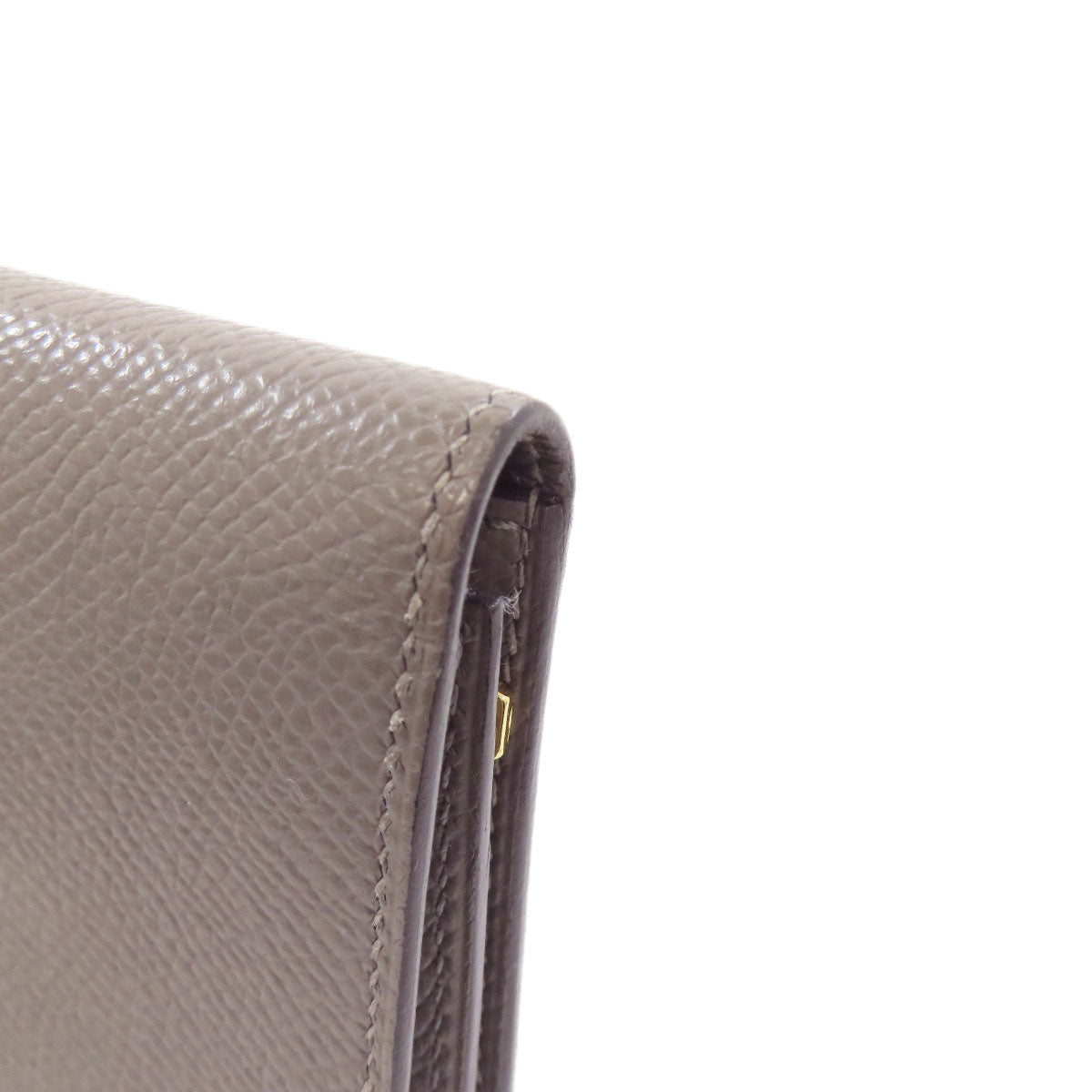 HERMES Long Wallet Purse Epsom gray Bearn Soufflet Ethan Gold Metal