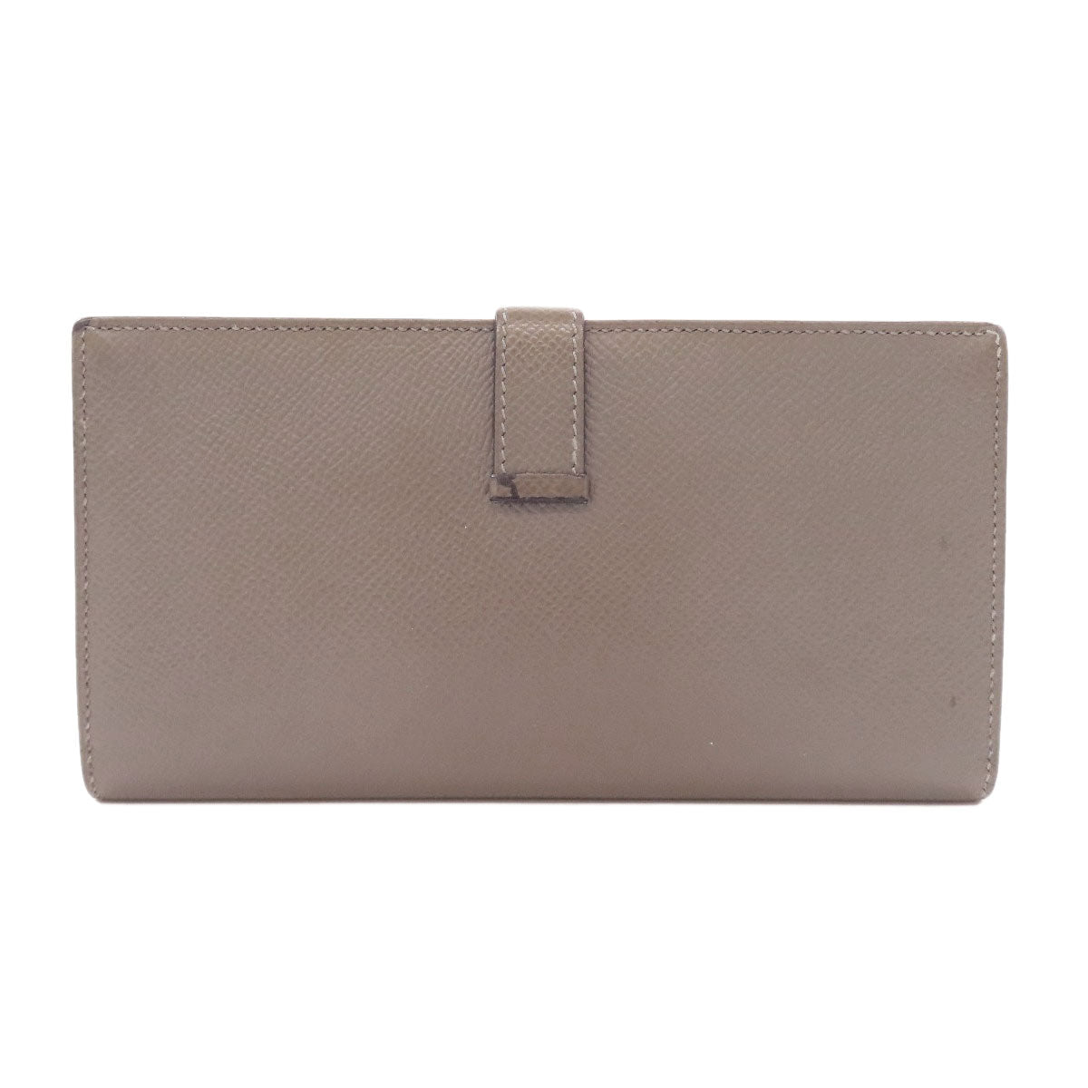 HERMES Long Wallet Purse Epsom gray Bearn Soufflet Ethan Gold Metal
