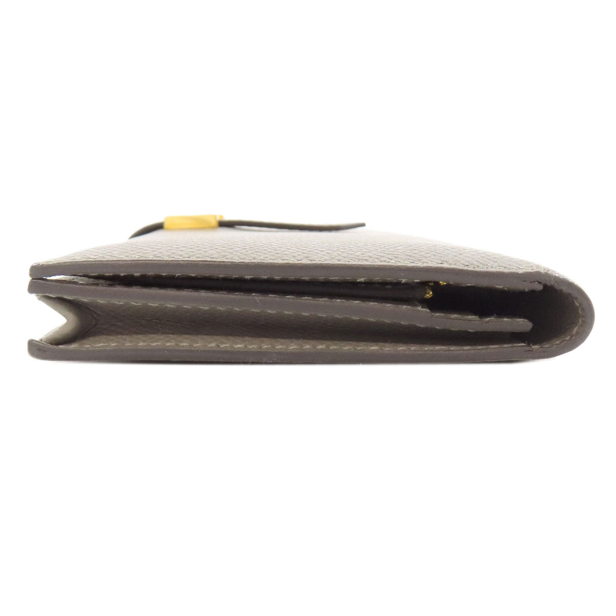 HERMES Long Wallet Purse Epsom gray Bearn Soufflet Ethan Gold Metal