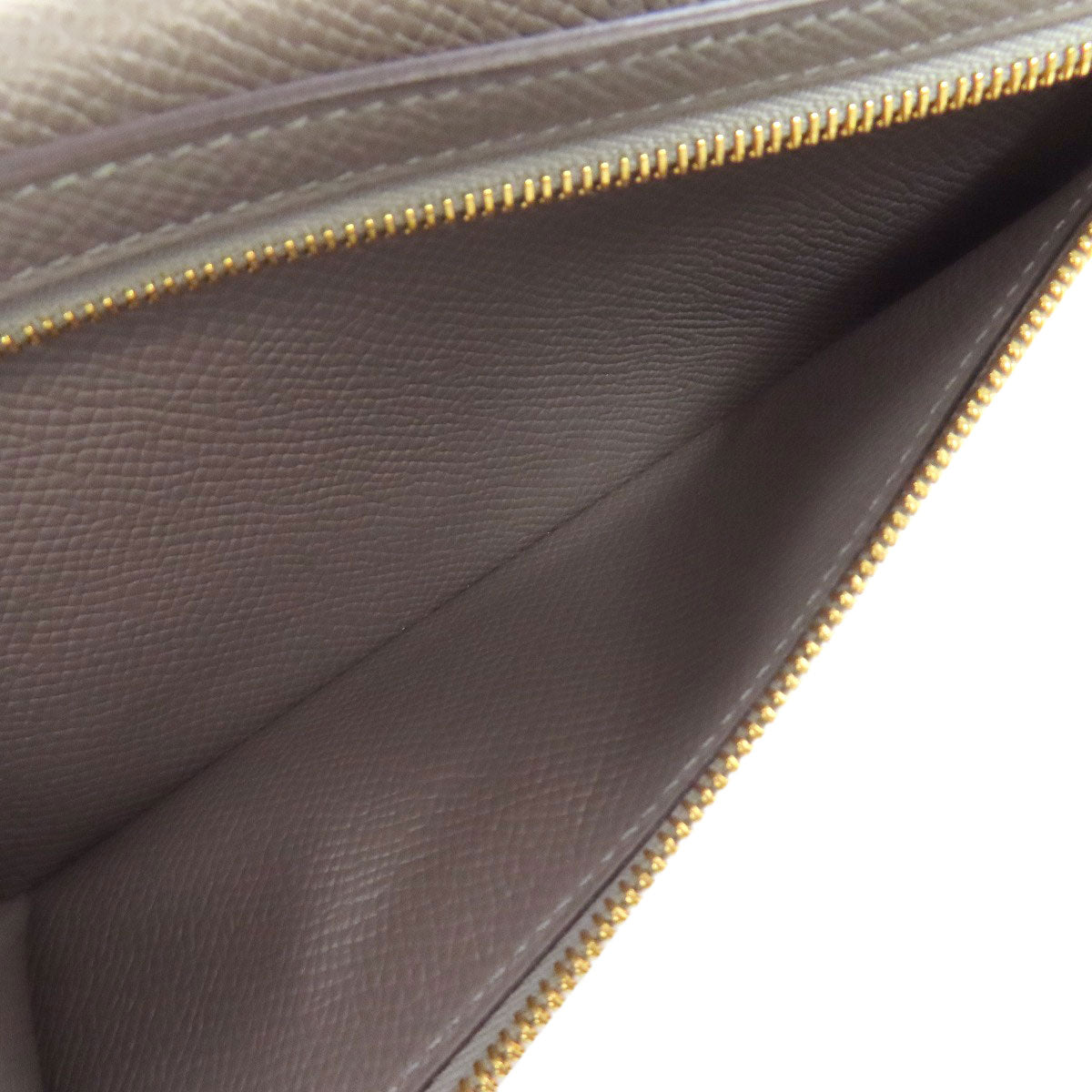 HERMES Long Wallet Purse Epsom gray Bearn Soufflet Ethan Gold Metal