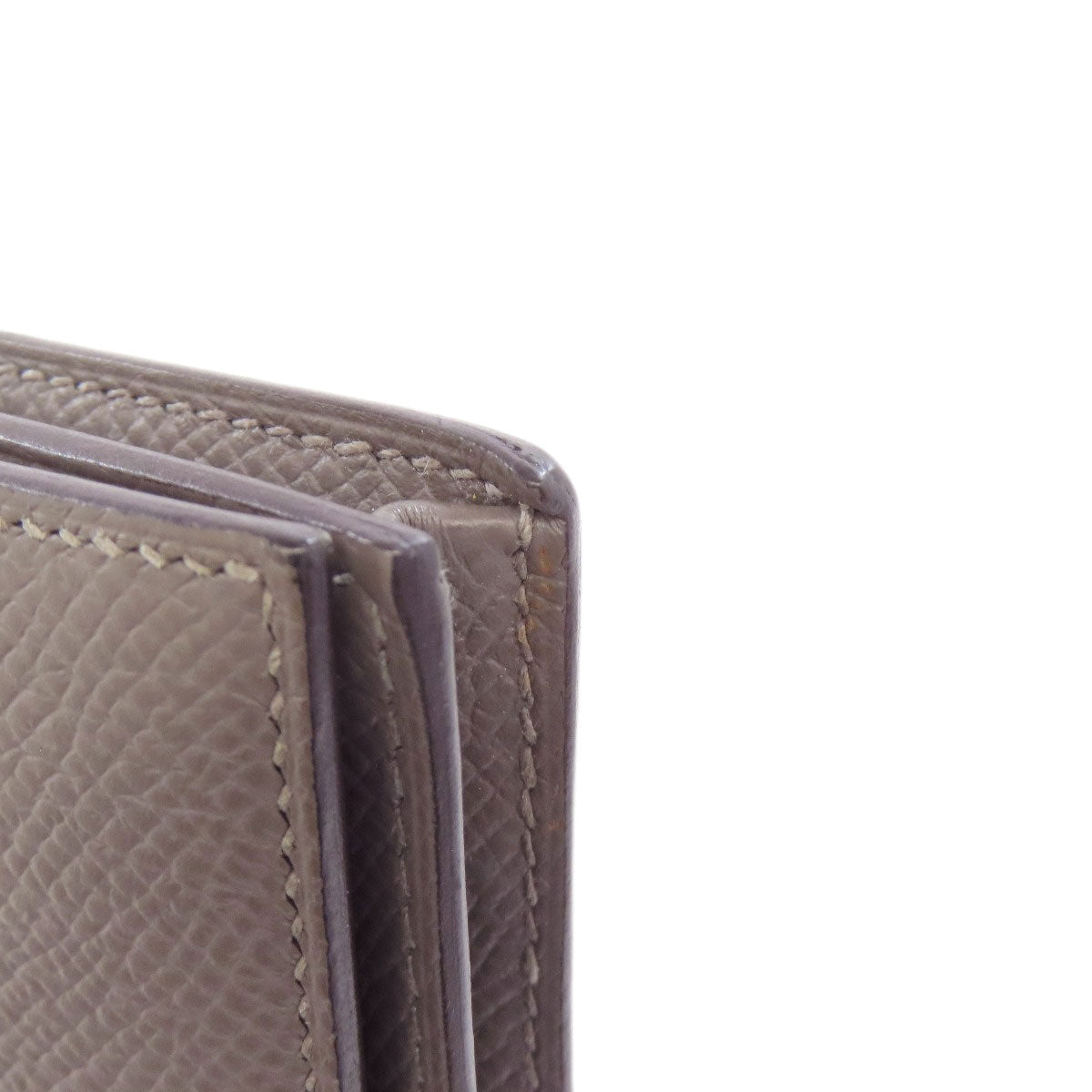 HERMES Long Wallet Purse Epsom gray Bearn Soufflet Ethan Gold Metal