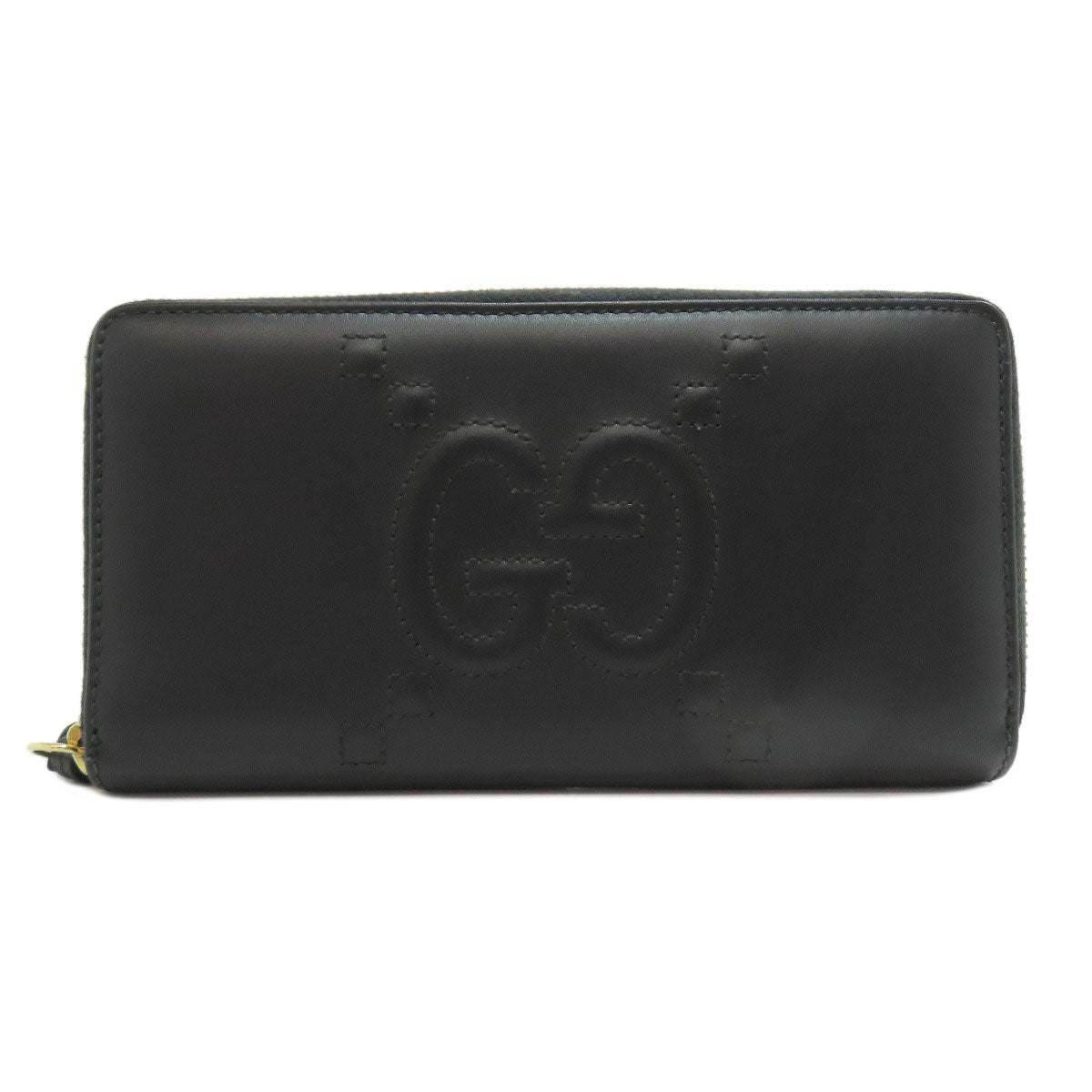 GUCCI Long Wallet Purse 453393 leather black Jumbo GG Women Used