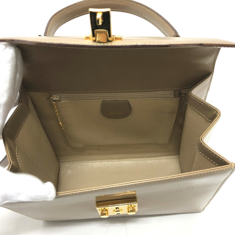 GUCCI Handbag leather beige Lock Women Used