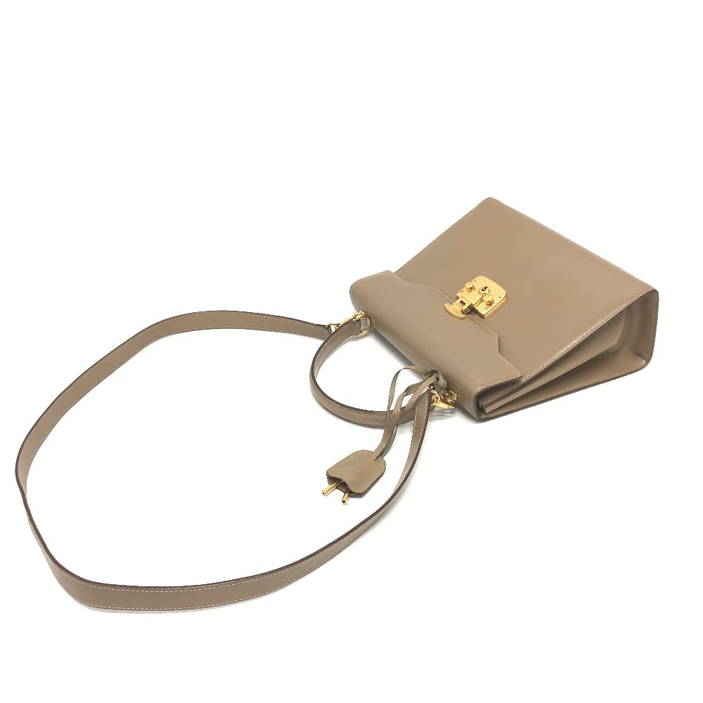 GUCCI Handbag leather beige Lock Women Used