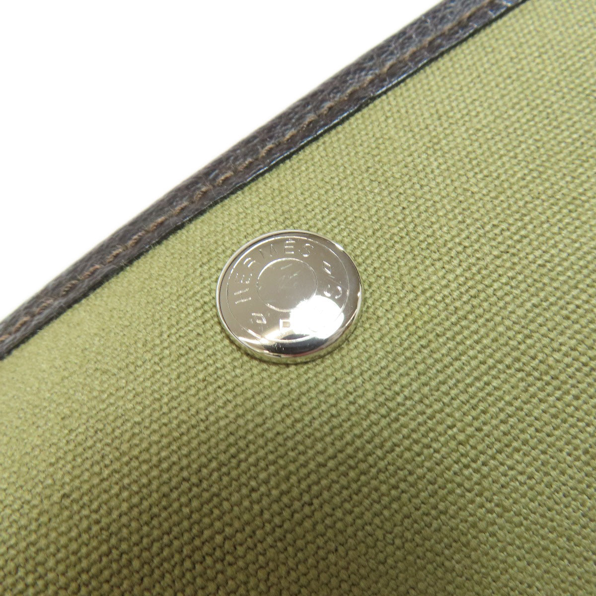 HERMES Tote Bag Towar Officche green Garden Party PM SilverMetal Women Used