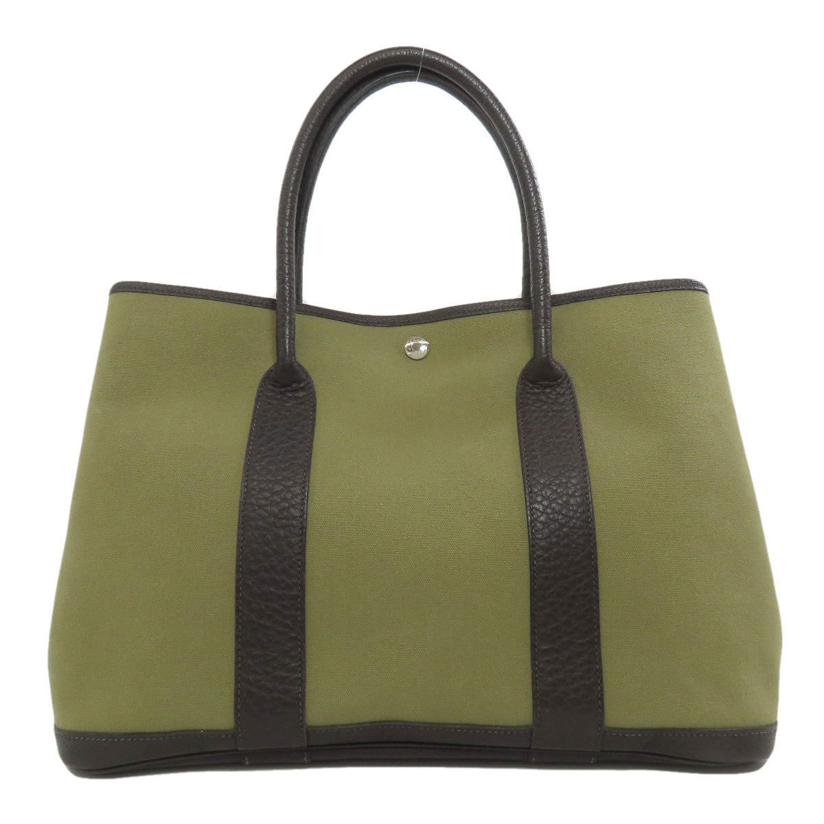 HERMES Tote Bag Towar Officche green Garden Party PM SilverMetal Women Used