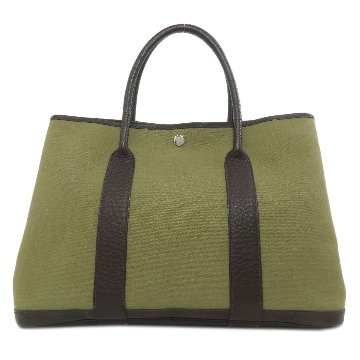 HERMES Tote Bag Towar Officche green Garden Party PM SilverMetal Women Used