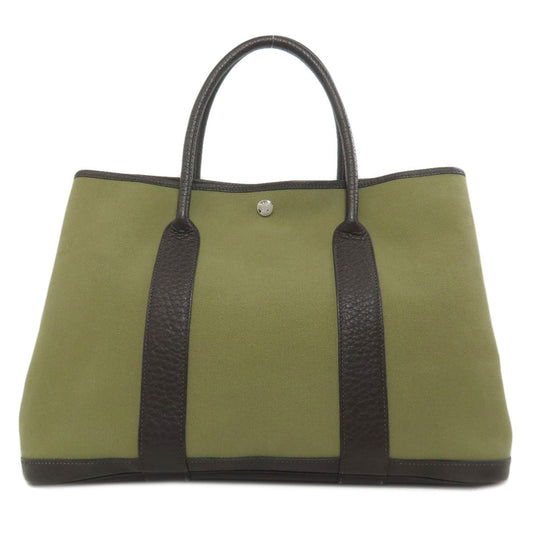 HERMES Tote Bag Towar Officche green Garden Party PM SilverMetal Women Used