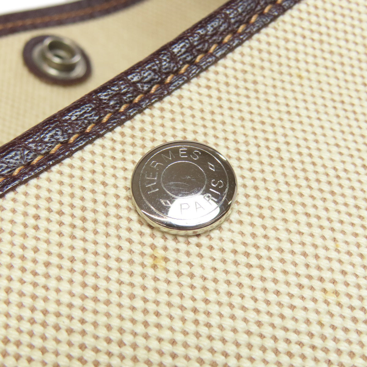 HERMES Tote Bag Tower ash Brown Garden Party PM Maroon SilverMetal Women Used