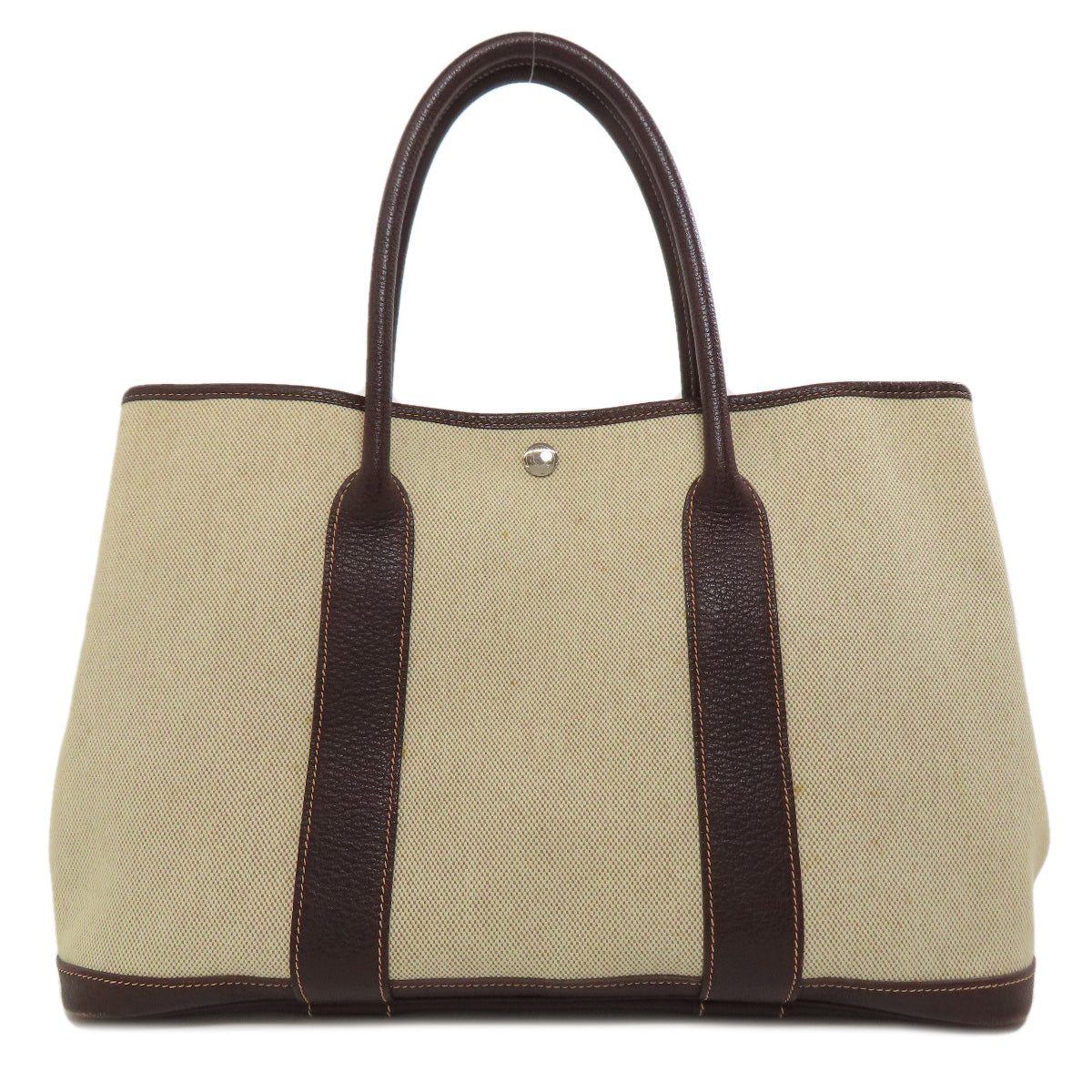 HERMES Tote Bag Tower ash Brown Garden Party PM Maroon SilverMetal Women Used