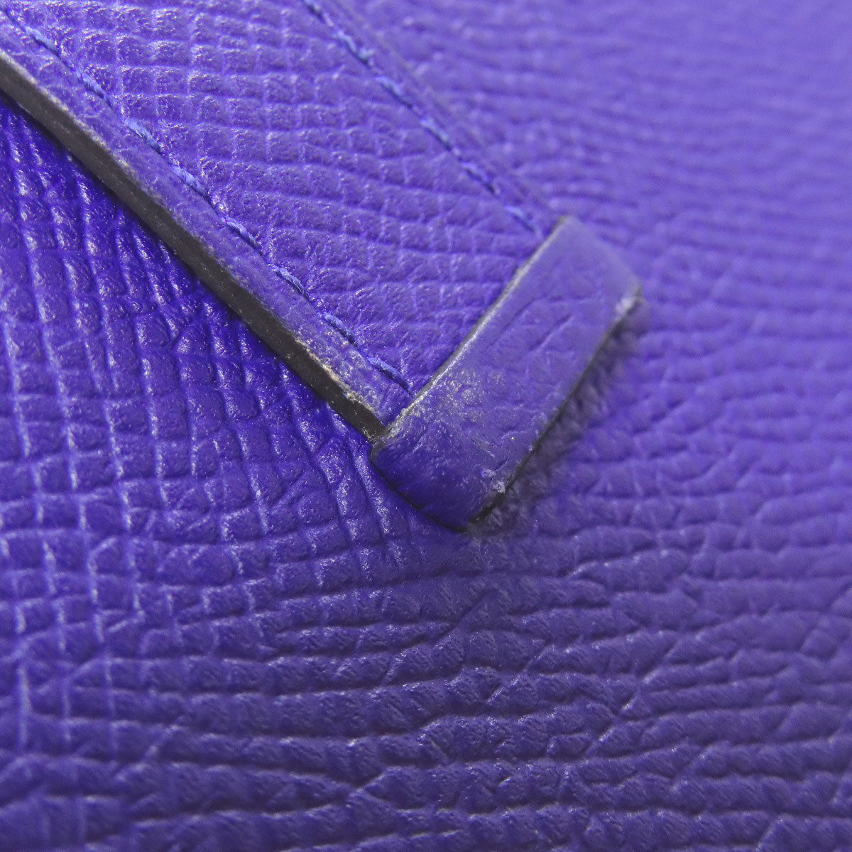 HERMES Long Wallet Purse Epsom purple Bearn Soufflet Blue Electric Silver Metal