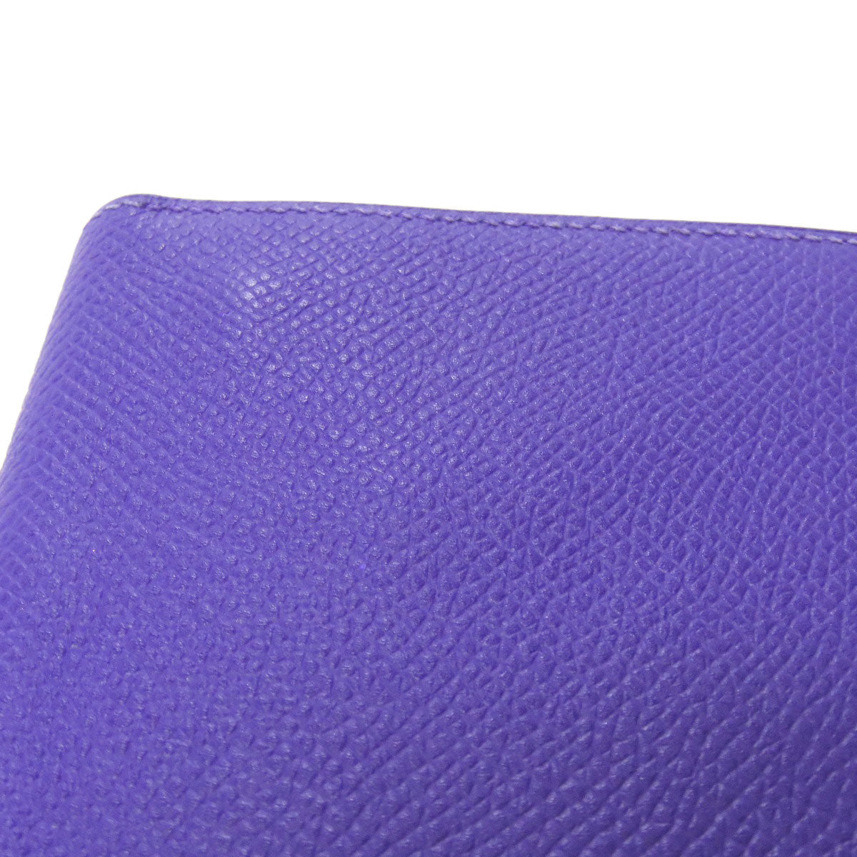 HERMES Long Wallet Purse Epsom purple Bearn Soufflet Blue Electric Silver Metal