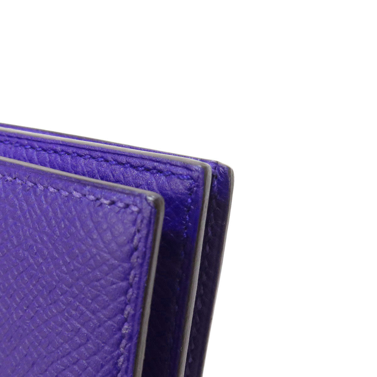 HERMES Long Wallet Purse Epsom purple Bearn Soufflet Blue Electric Silver Metal