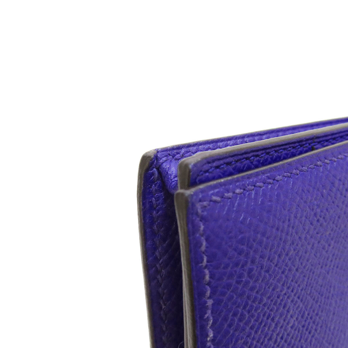 HERMES Long Wallet Purse Epsom purple Bearn Soufflet Blue Electric Silver Metal