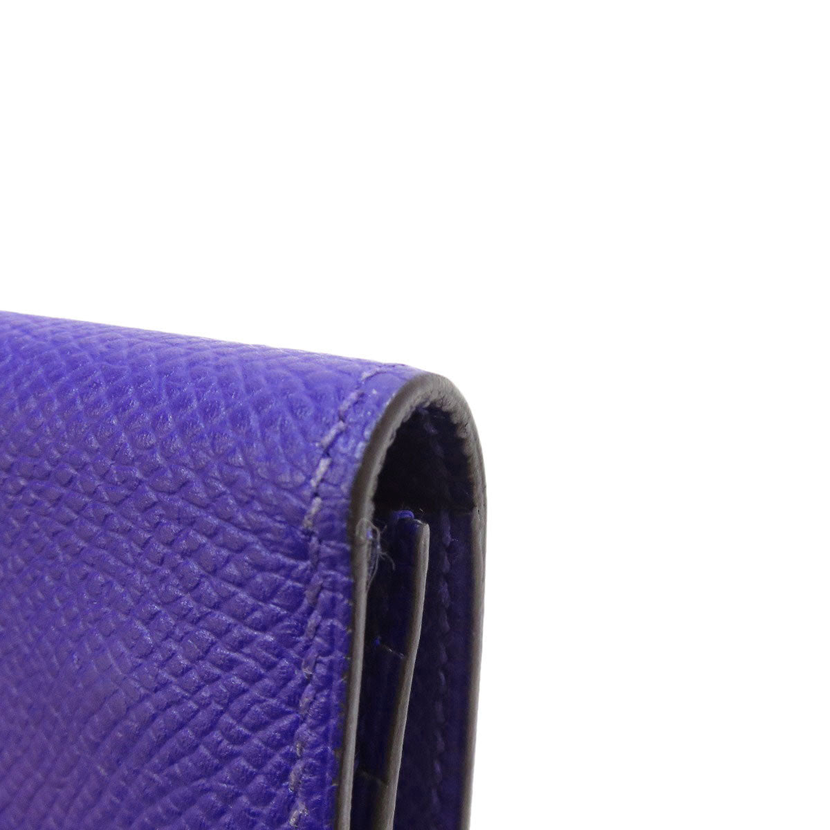 HERMES Long Wallet Purse Epsom purple Bearn Soufflet Blue Electric Silver Metal