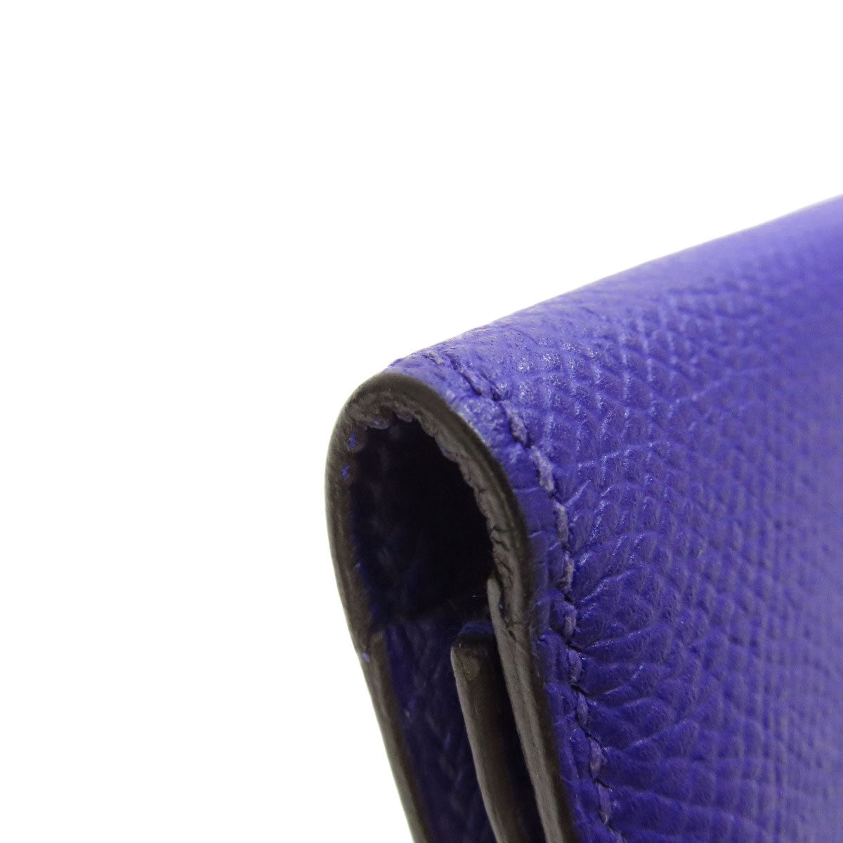 HERMES Long Wallet Purse Epsom purple Bearn Soufflet Blue Electric Silver Metal
