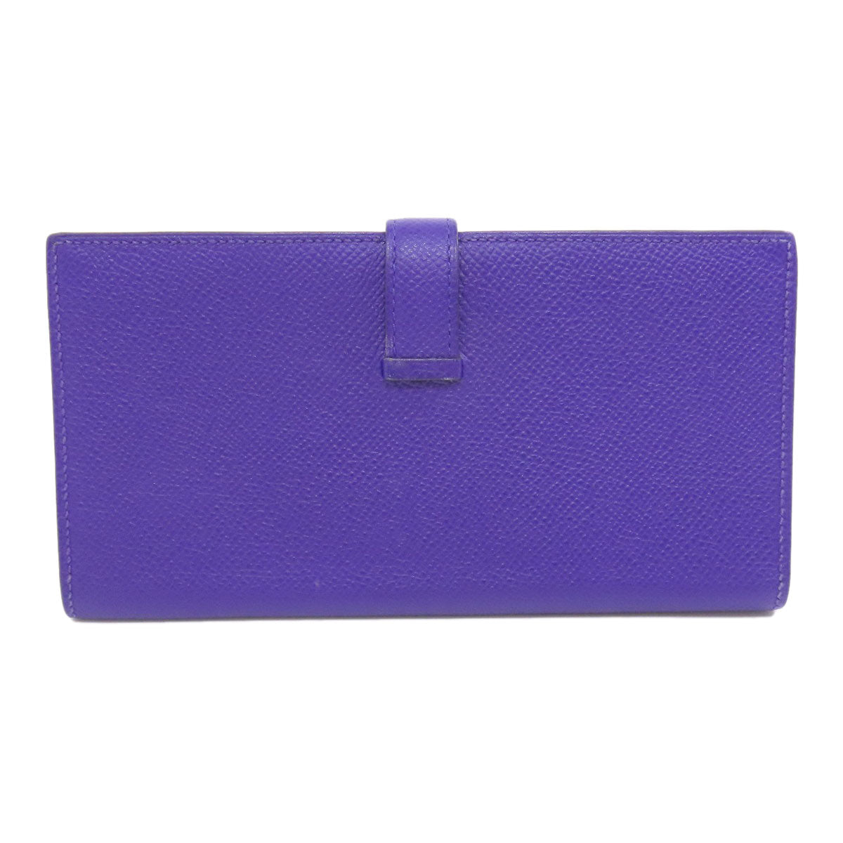HERMES Long Wallet Purse Epsom purple Bearn Soufflet Blue Electric Silver Metal