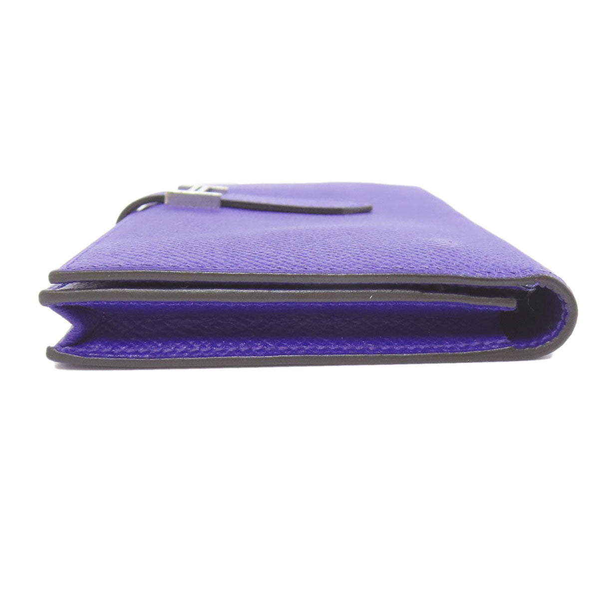 HERMES Long Wallet Purse Epsom purple Bearn Soufflet Blue Electric Silver Metal