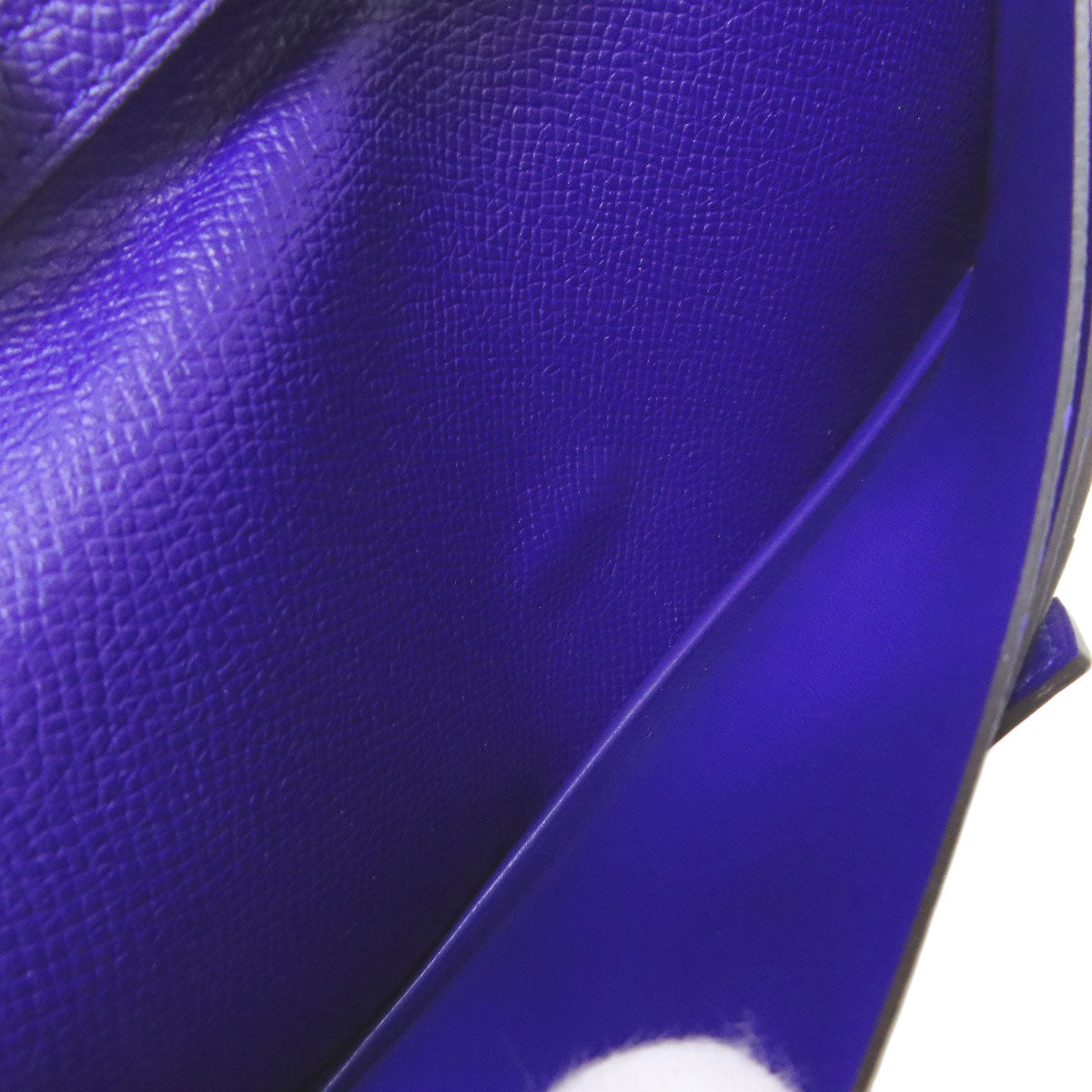 HERMES Long Wallet Purse Epsom purple Bearn Soufflet Blue Electric Silver Metal