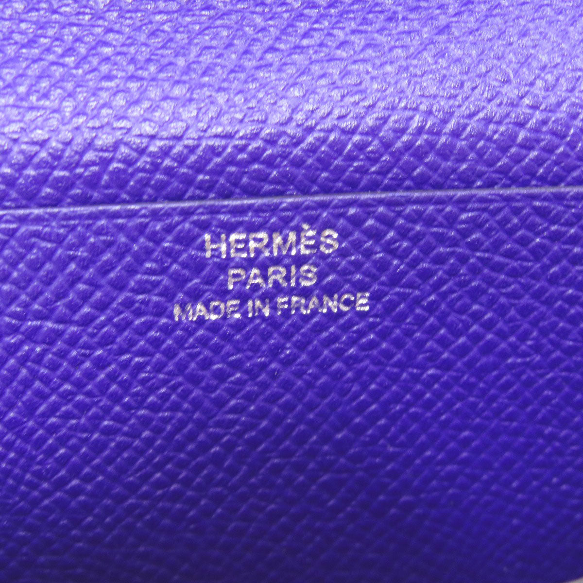 HERMES Long Wallet Purse Epsom purple Bearn Soufflet Blue Electric Silver Metal