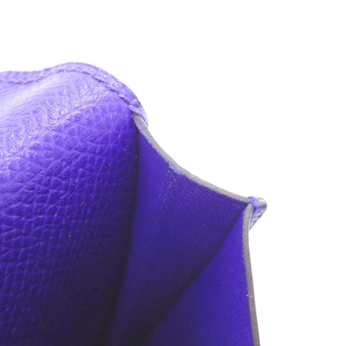 HERMES Long Wallet Purse Epsom purple Bearn Soufflet Blue Electric Silver Metal