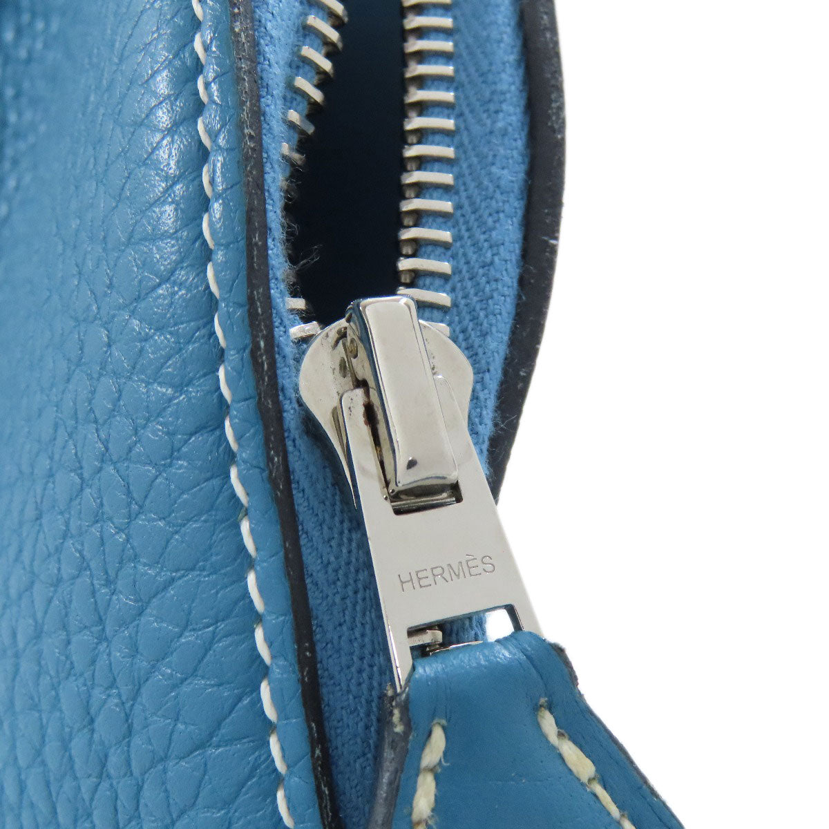 HERMES Handbag Taurillon Clemence blue Bolide 31 Blue Jean SilverMetal Women Used
