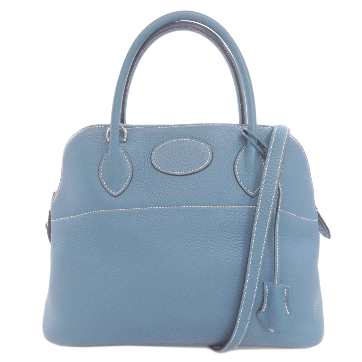 HERMES Handbag Taurillon Clemence blue Bolide 31 Blue Jean SilverMetal Women Used