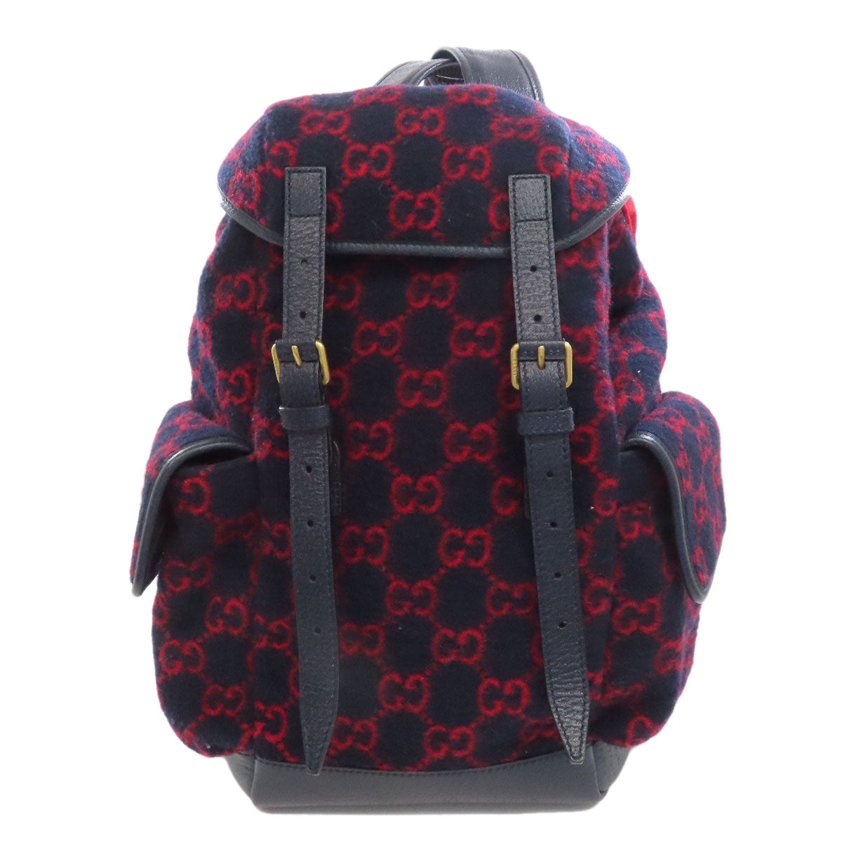 GUCCI Backpack 598184 wool Navy GG wool Women Used