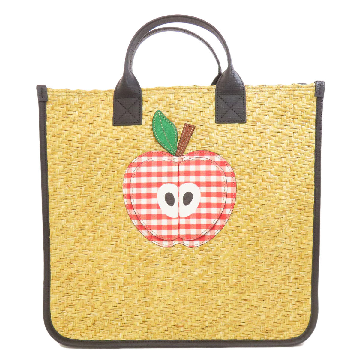 GUCCI Tote Bag 648841 straw beige Children 3D Apple Women Used