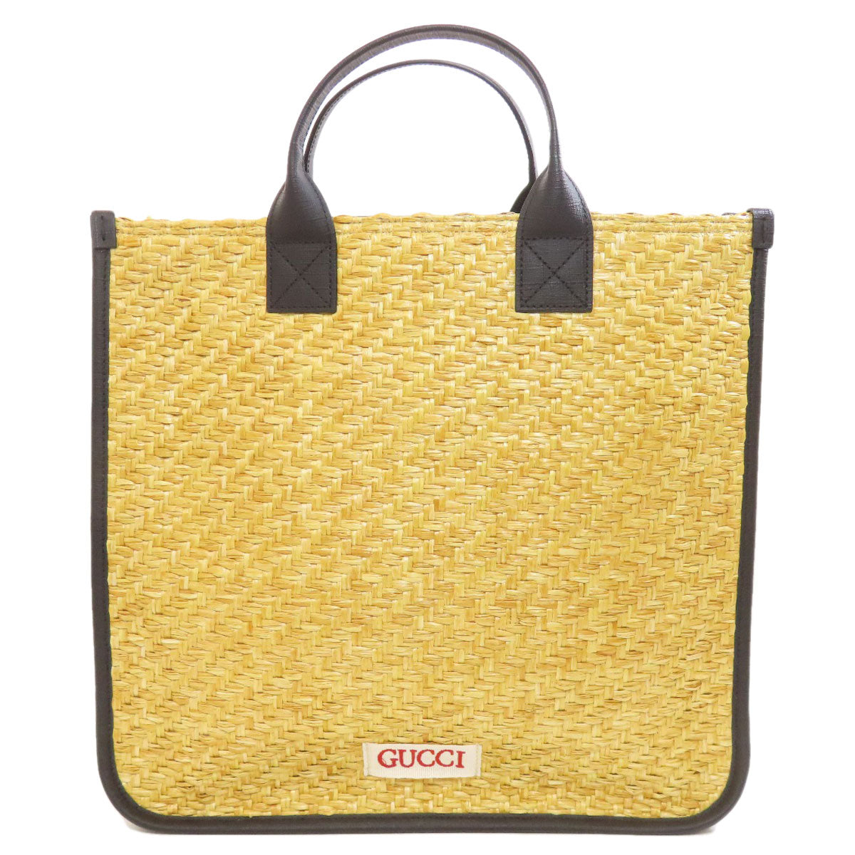GUCCI Tote Bag 648841 straw beige Children 3D Apple Women Used