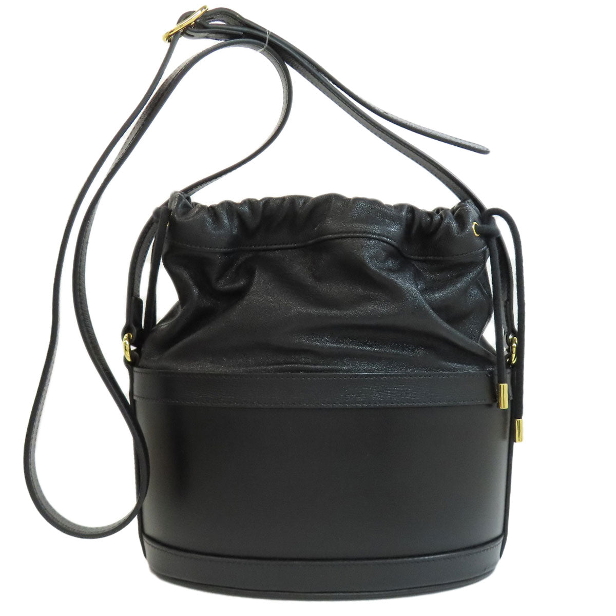 GUCCI Shoulder Bag 602118 leather black Horsebit Bucket Bag Long Shoulder Women Used