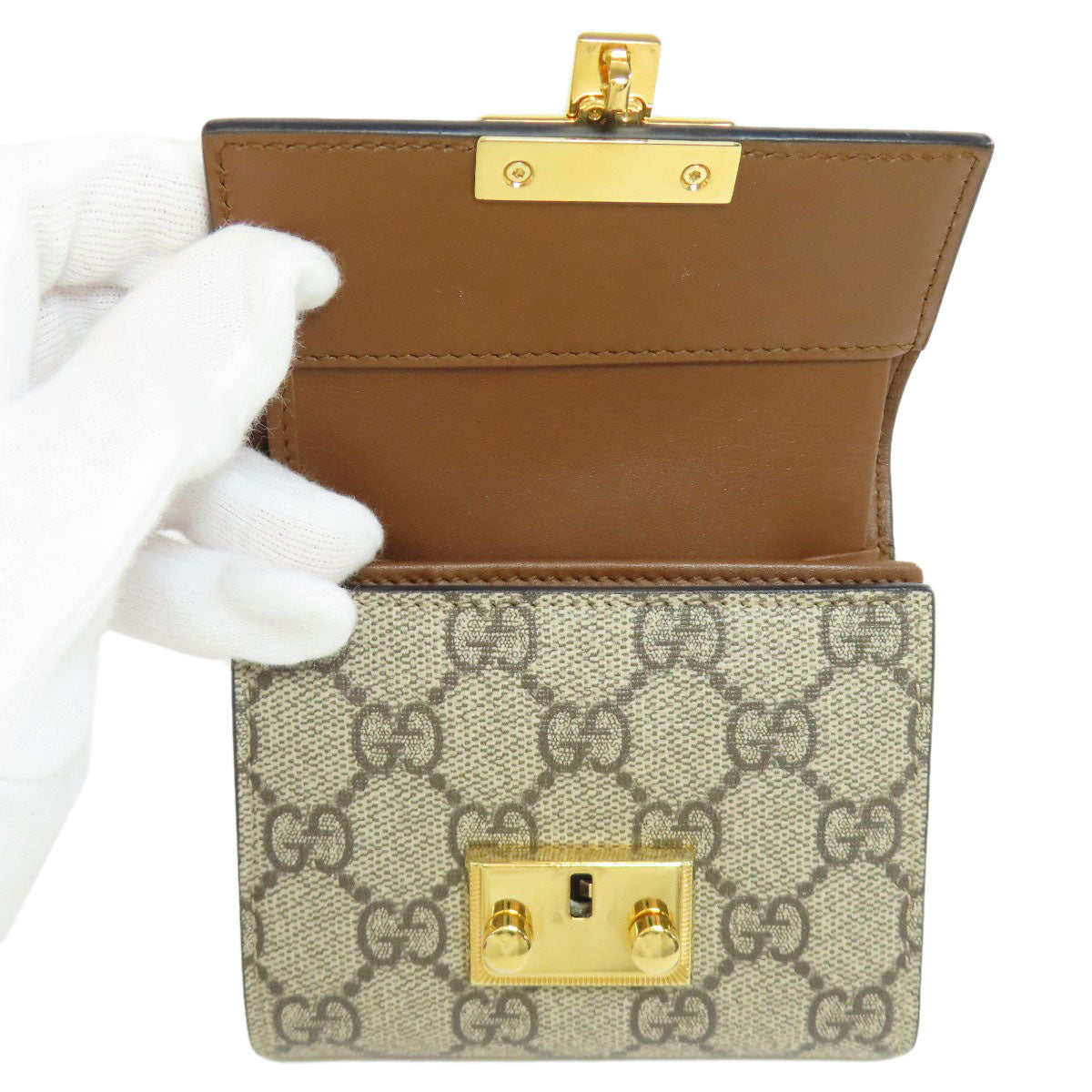 GUCCI Bifold Wallet 453155 PVC, Leather Brown GG Supreme Women Used