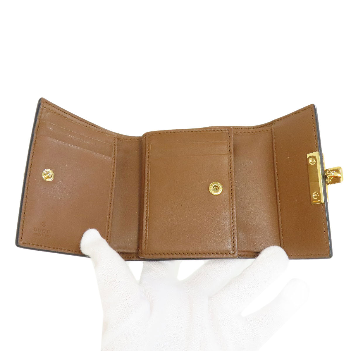 GUCCI Bifold Wallet 453155 PVC, Leather Brown GG Supreme Women Used