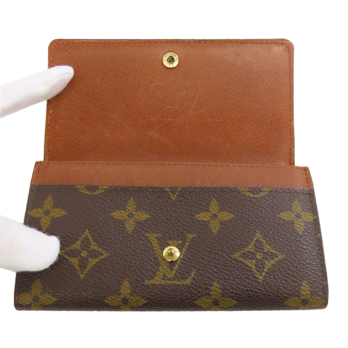 LOUIS VUITTON Bifold Wallet M61735 Monogram canvas Brown Portonet Zip Women Used
