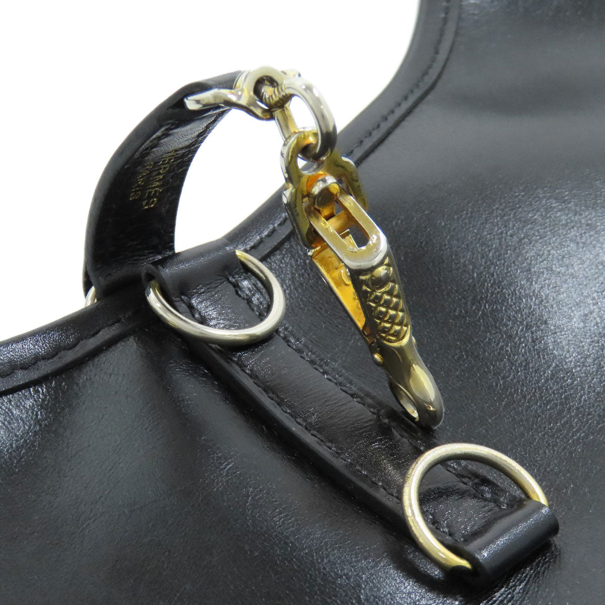 HERMES Shoulder Bag Calfskin black Trim 31 Gold Metal Women Used