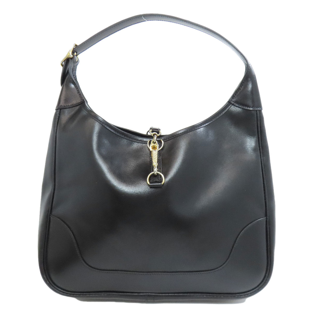 HERMES Shoulder Bag Calfskin black Trim 31 Gold Metal Women Used